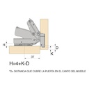 Bisagra Acodada Clip Cam 165º ø35mm con Piston + Base