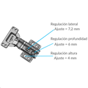 Bisagra Clip Cam 100º ø40mm Acodada con Piston + Base GC50KL NN