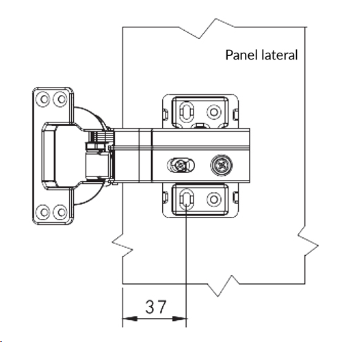 Bisagra Clip Cam 100º ø40mm Acodada con Piston + Base GC50KL NN