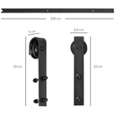 Herraje para Puerta Corredera de Madera Kit de Accesorios Guía de Riel con Tornillos Carga Máx. 90 kg Acero al Carbono Negro Mate