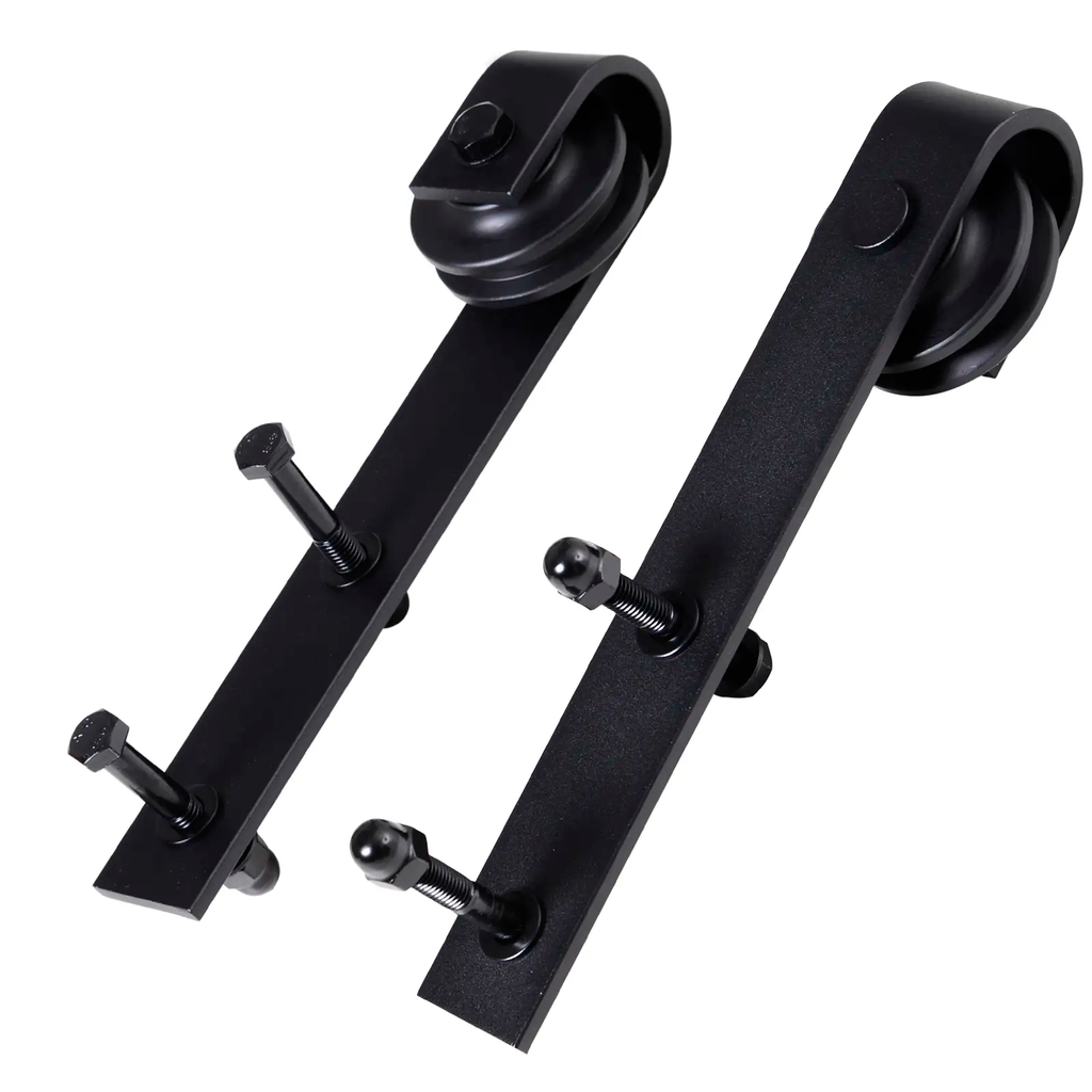 Herraje para Puerta Corredera de Madera Kit de Accesorios Guía de Riel con Tornillos Carga Máx. 90 kg Acero al Carbono Negro Mate