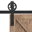 Herraje 200cm Puerta Granero de Madera Corredera  Kit de Accesorios Guía de Riel con Tornillos Acero al Carbono Negro Mate