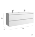 Mueble de Baño 140cm Blanco mate