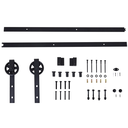 Herraje 200cm Puerta Granero de Madera Corredera  Kit de Accesorios Guía de Riel con Tornillos Acero al Carbono Negro Mate