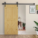 Herraje 200cm Puerta Granero de Madera Corredera  Kit de Accesorios Guía de Riel con Tornillos Acero al Carbono Negro Mate