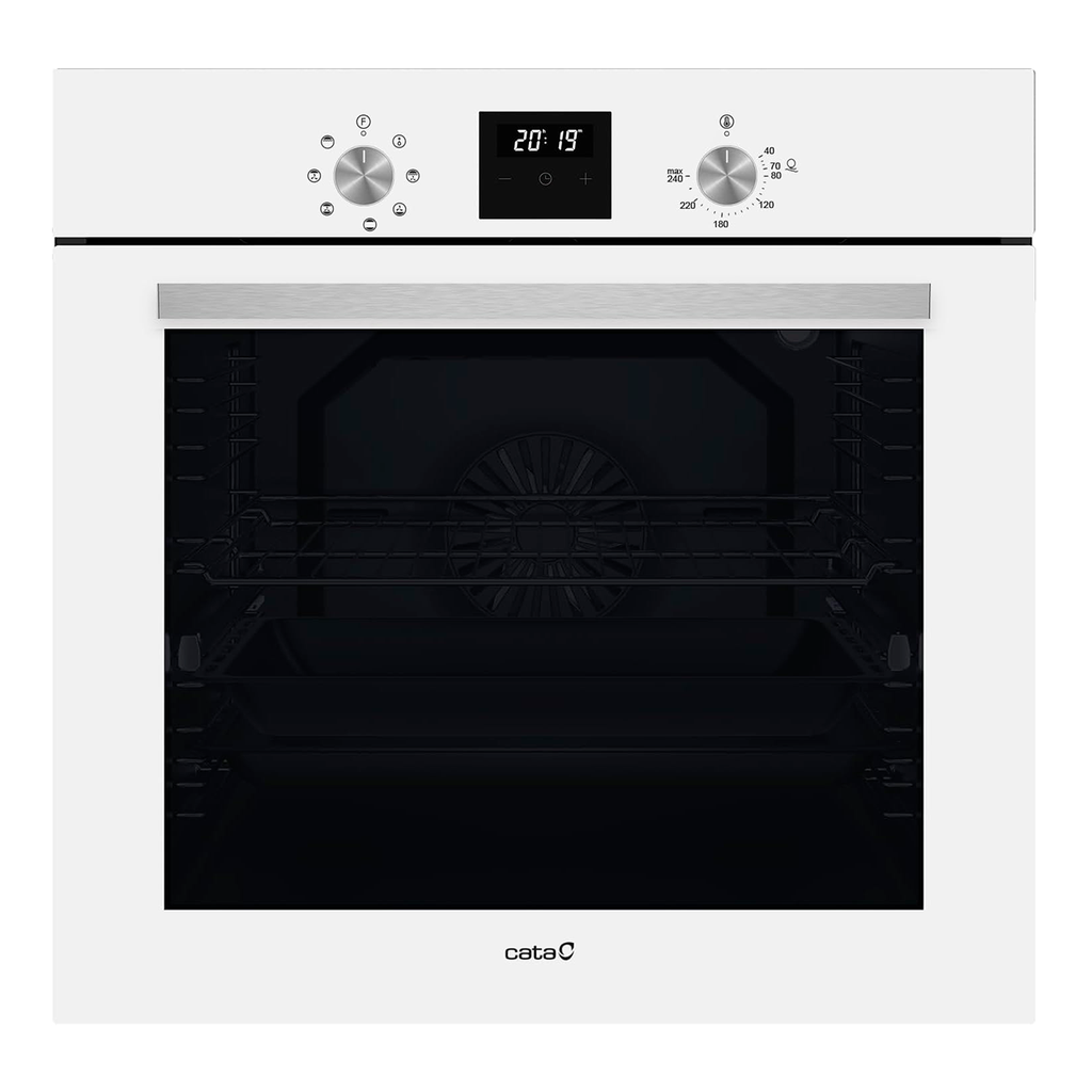 [116089] Horno CATA 8007 Multifunción Digital WH con 7 Funciones. Diplay Digital. Capacidad 80 L. Puerta Panorámica Full Glass. Iluminación Interior. Acabado en cristal blanco